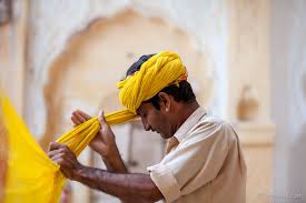 Practice of turban tying in Rajasthan